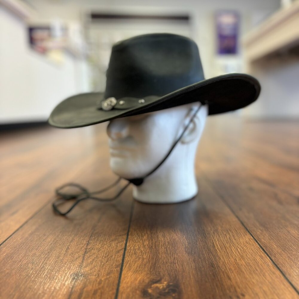 Wide Leather Cowboy/ Cowgirl Western Hat - Picture 3 of 13